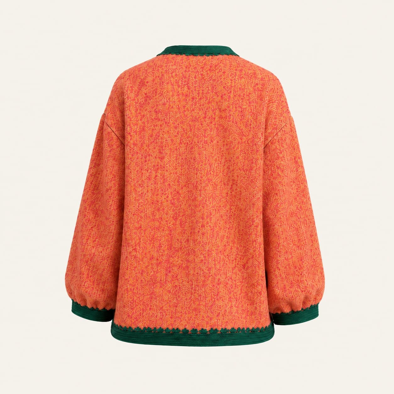 Veste tweed corail bord vert — face