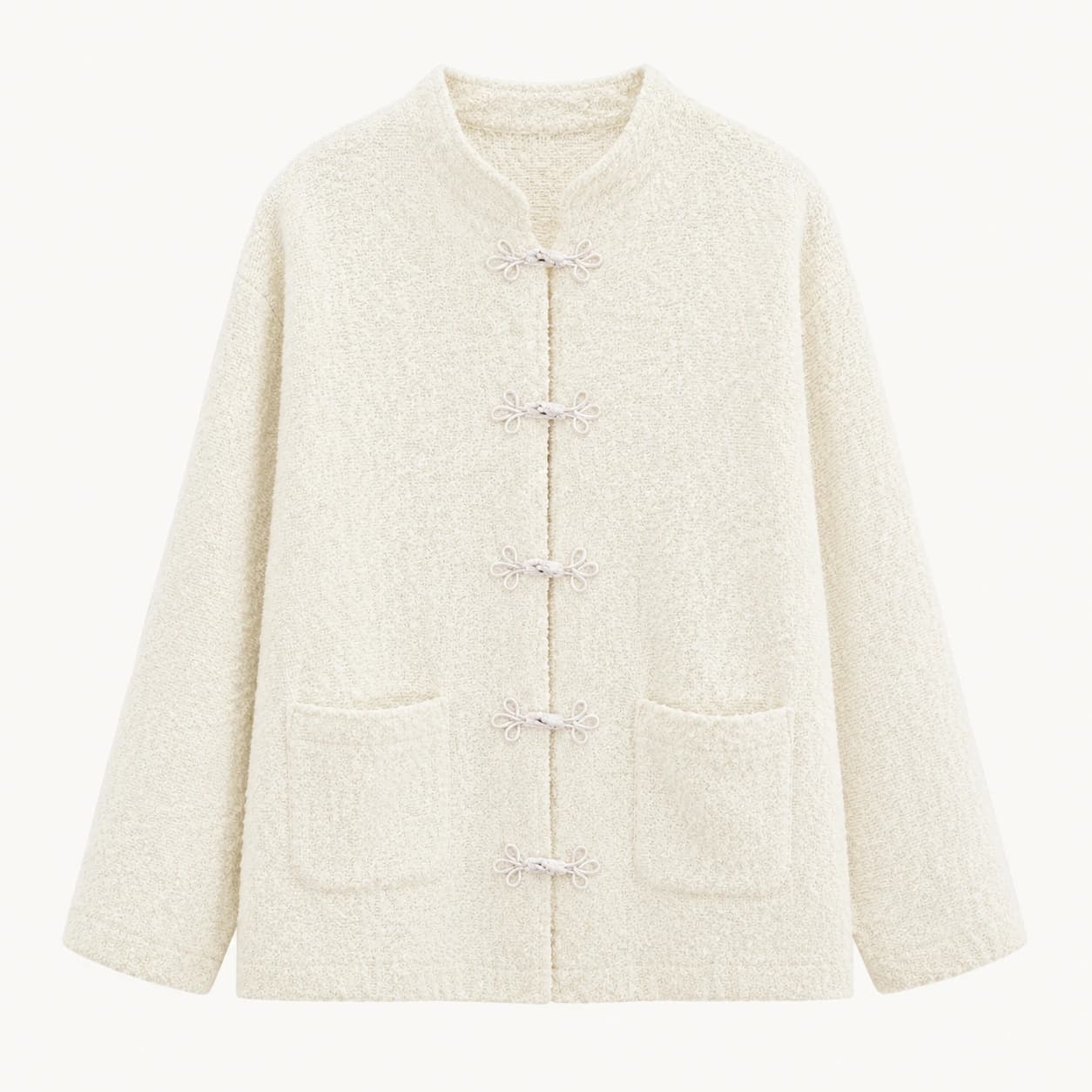 Veste bouclée ivoire — face